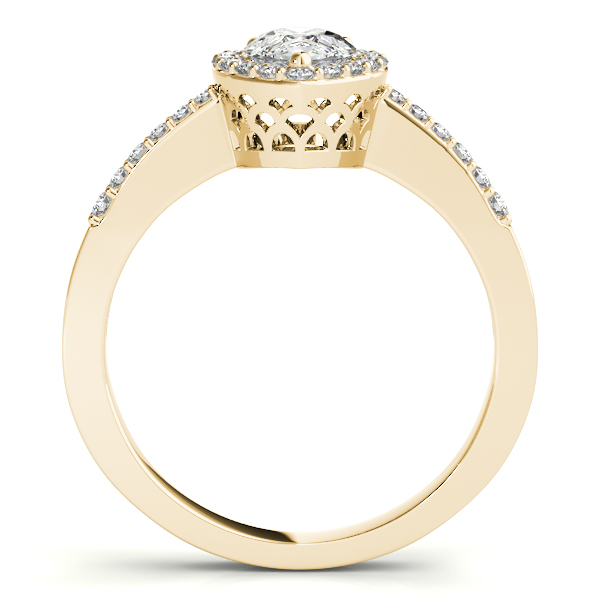 14K Yellow Gold Pear Halo Engagement Ring Image 2 Quality Gem LLC Bethel, CT