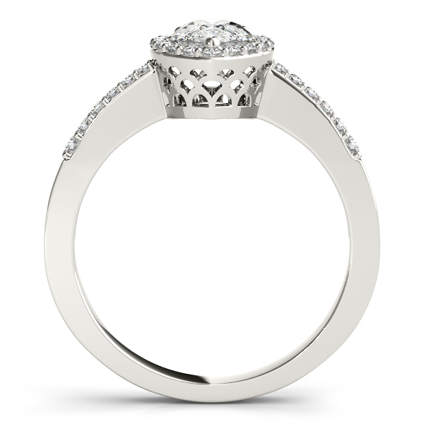 14K White Gold Pear Halo Engagement Ring Image 2 Quality Gem LLC Bethel, CT