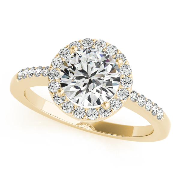 18K Yellow Gold Round Halo Engagement Ring J Gowen Jewelry Comfort, TX