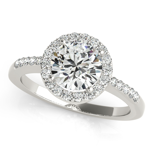 18K White Gold Round Halo Engagement Ring Keller's Jewellers Lantzville, 