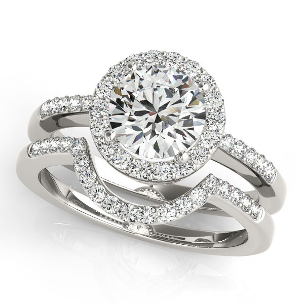 14K White Gold Round Halo Engagement Ring Image 3 Moore Jewelers Laredo, TX