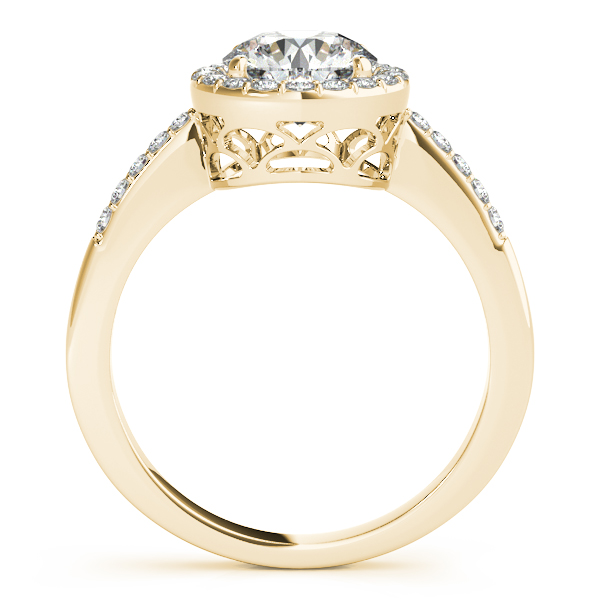 18K Yellow Gold Round Halo Engagement Ring Image 2 Bonafine Jewelers Inc. Lexington, MA