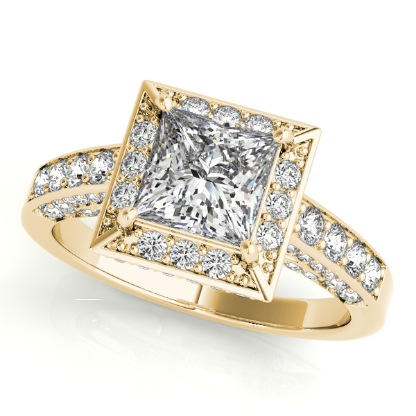 18K Yellow Gold Halo Engagement Ring Tena's Fine Diamonds and Jewelry Athens, GA