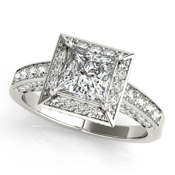 18K White Gold Halo Engagement Ring Moore Jewelers Laredo, TX