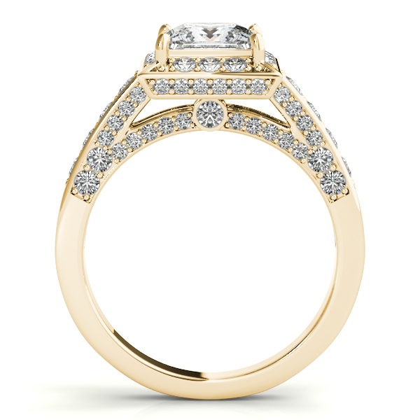 18K Yellow Gold Halo Engagement Ring Image 2 Moore Jewelers Laredo, TX