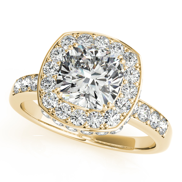 18K Yellow Gold Halo Engagement Ring Brax Jewelers Newport Beach, CA
