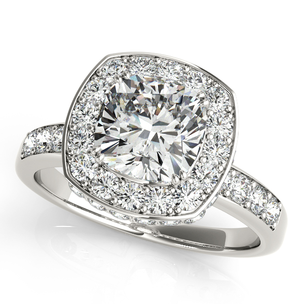 Platinum Halo Engagement Ring Bonafine Jewelers Inc. Lexington, MA