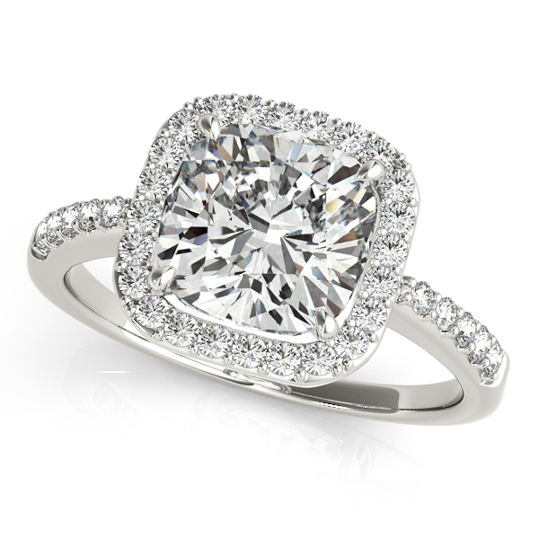 Platinum Halo Engagement Ring Bonafine Jewelers Inc. Lexington, MA