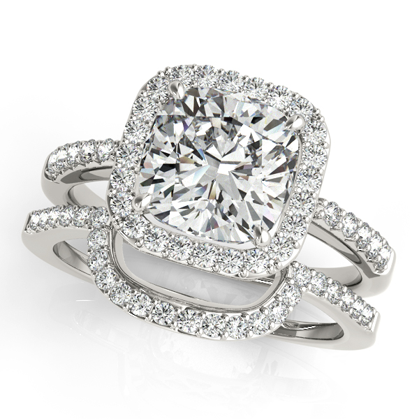 18K White Gold Halo Engagement Ring Image 3 Trinity Jewelers  Pittsburgh, PA