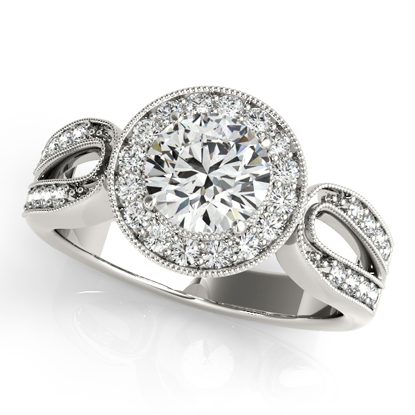 18K White Gold Round Halo Engagement Ring Brax Jewelers Newport Beach, CA