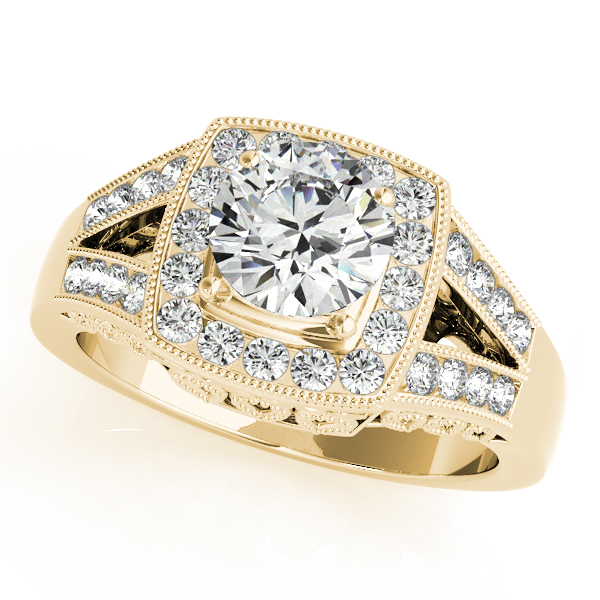 18K Yellow Gold Round Halo Engagement Ring Bishop Jewelers Bishop, CA