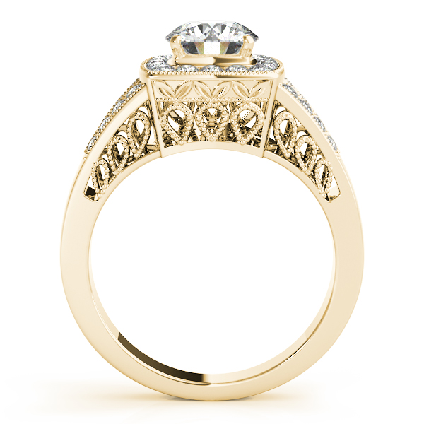 18K Yellow Gold Round Halo Engagement Ring Image 2 Brax Jewelers Newport Beach, CA