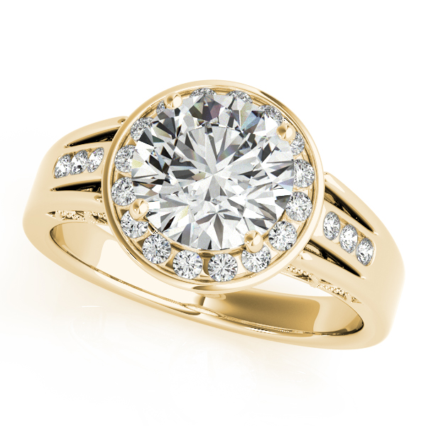 18K Yellow Gold Round Halo Engagement Ring Brax Jewelers Newport Beach, CA