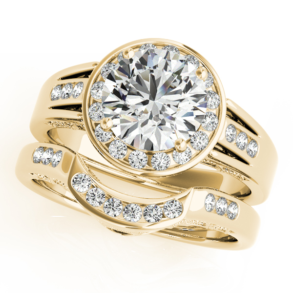 18K Yellow Gold Round Halo Engagement Ring Image 3 Amy's Fine Jewelry Williamsville, NY