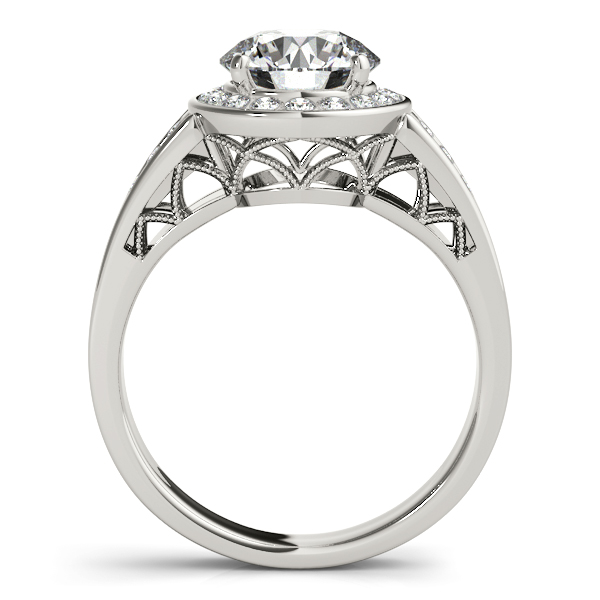 Platinum Round Halo Engagement Ring Image 2 J Gowen Jewelry Comfort, TX