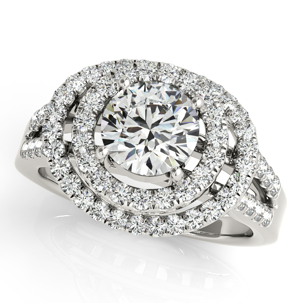 18K White Gold Round Halo Engagement Ring Moore Jewelers Laredo, TX