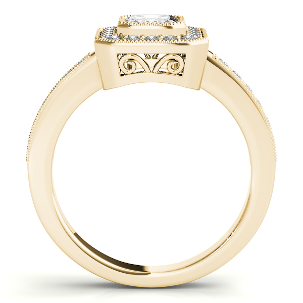 14K Yellow Gold Emerald Halo Engagement Ring Image 2 George Press Jewelers Livingston, NJ
