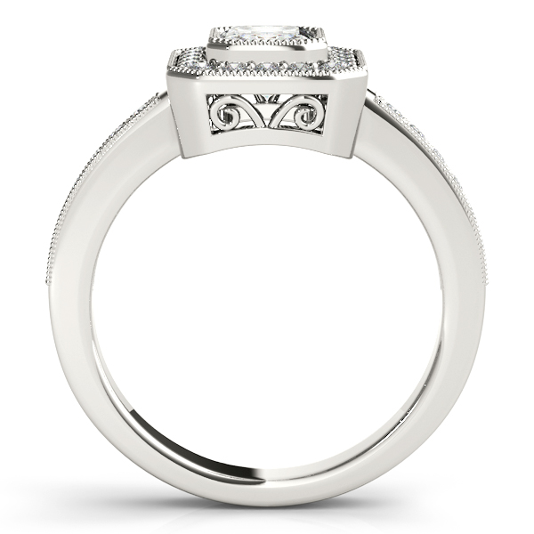18K White Gold Emerald Halo Engagement Ring Image 2 Brax Jewelers Newport Beach, CA