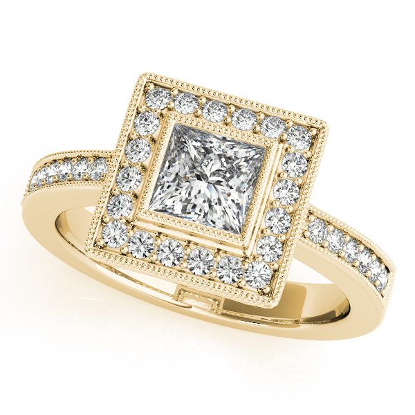 14K Yellow Gold Halo Engagement Ring Grono and Christie Jewelers East Milton, MA
