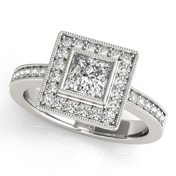 18K White Gold Halo Engagement Ring George Press Jewelers Livingston, NJ