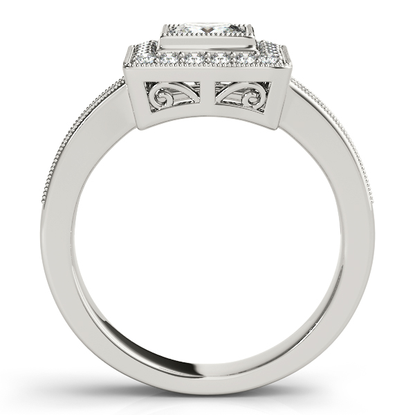 14K White Gold Halo Engagement Ring Image 2 Bonafine Jewelers Inc. Lexington, MA