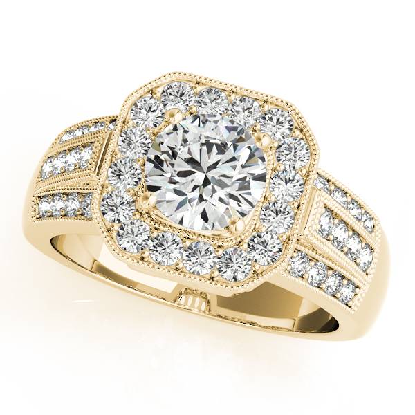 14K Yellow Gold Round Halo Engagement Ring Ross's Fine Jewelers Kilmarnock, VA