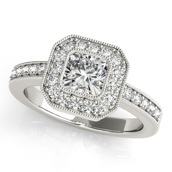 18K White Gold Halo Engagement Ring Orin Jewelers Northville, MI