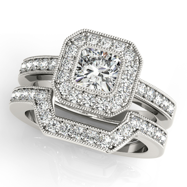 14K White Gold Halo Engagement Ring Image 3 Moore Jewelers Laredo, TX
