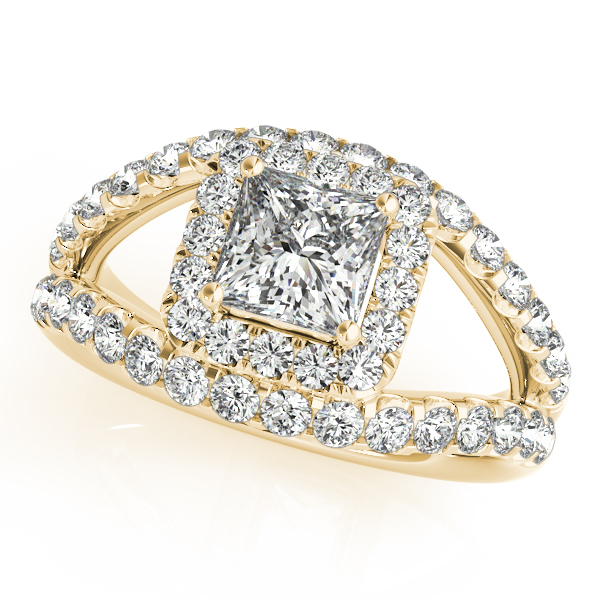 18K Yellow Gold Halo Engagement Ring Bonafine Jewelers Inc. Lexington, MA