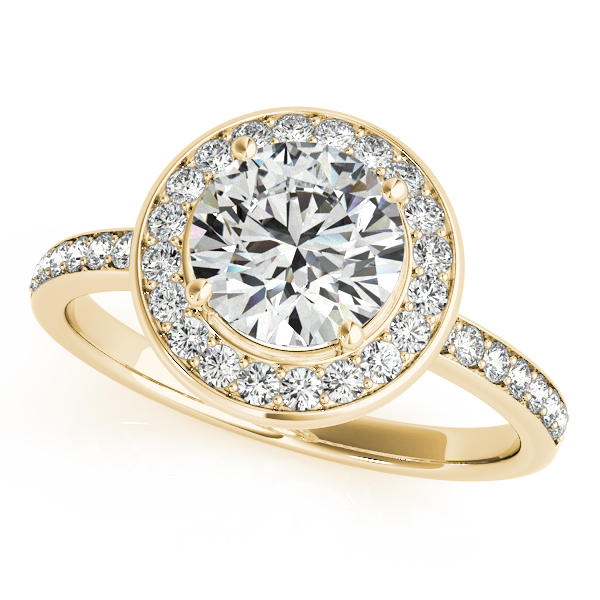 18K Yellow Gold Round Halo Engagement Ring Moore Jewelers Laredo, TX