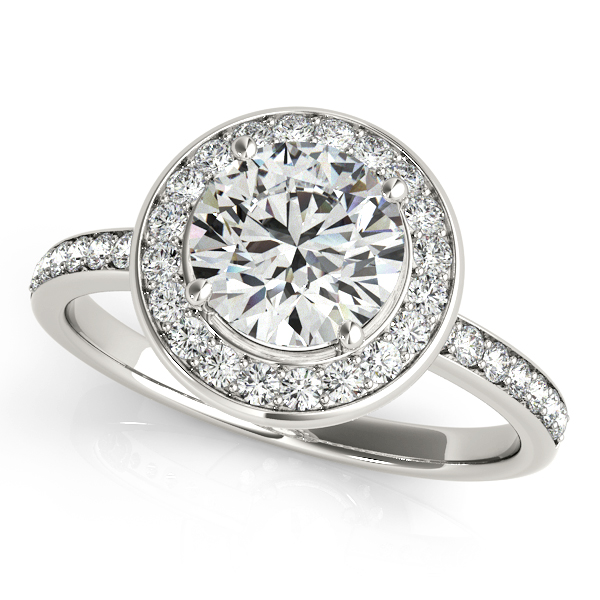 14K White Gold Round Halo Engagement Ring Bonafine Jewelers Inc. Lexington, MA