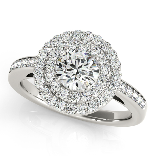 14K White Gold Round Halo Engagement Ring Bishop Jewelers Bishop, CA