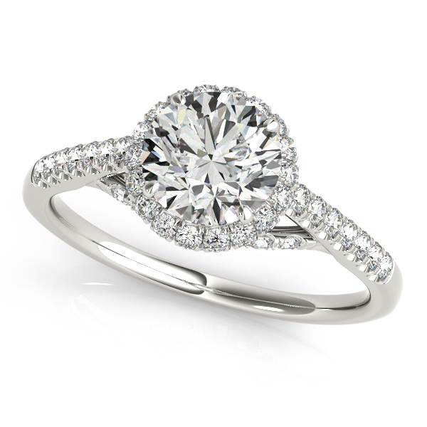 14K White Gold Round Halo Engagement Ring Score's Jewelers Anderson, SC