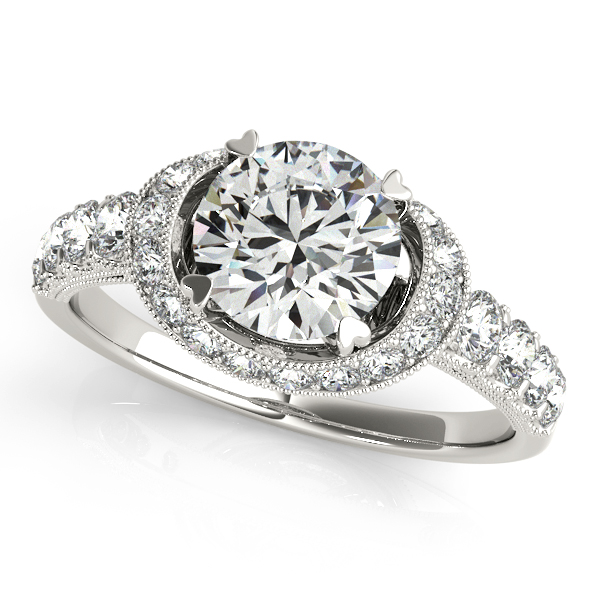 10K White Gold Round Halo Engagement Ring Ross's Fine Jewelers Kilmarnock, VA