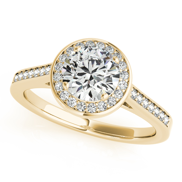 14K Yellow Gold Round Halo Engagement Ring Amy's Fine Jewelry Williamsville, NY