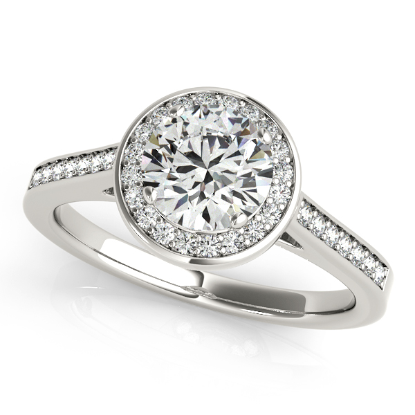14K White Gold Round Halo Engagement Ring Douglas Diamonds Faribault, MN