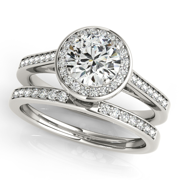 18K White Gold Round Halo Engagement Ring Image 3 Brax Jewelers Newport Beach, CA