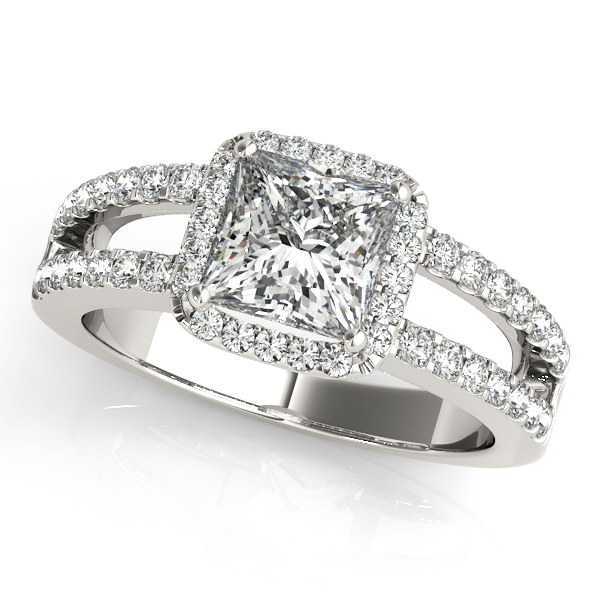 18K White Gold Halo Engagement Ring Moore Jewelers Laredo, TX