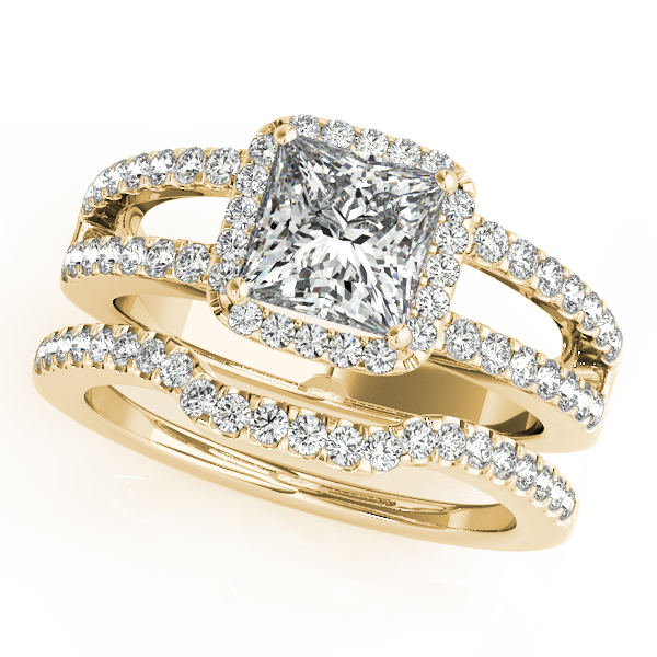 14K Yellow Gold Halo Engagement Ring Image 3 Bonafine Jewelers Inc. Lexington, MA