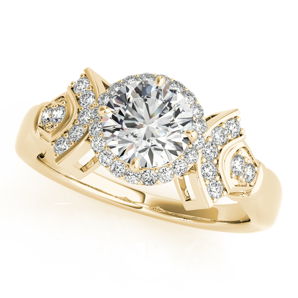 18K Yellow Gold Round Halo Engagement Ring Brax Jewelers Newport Beach, CA
