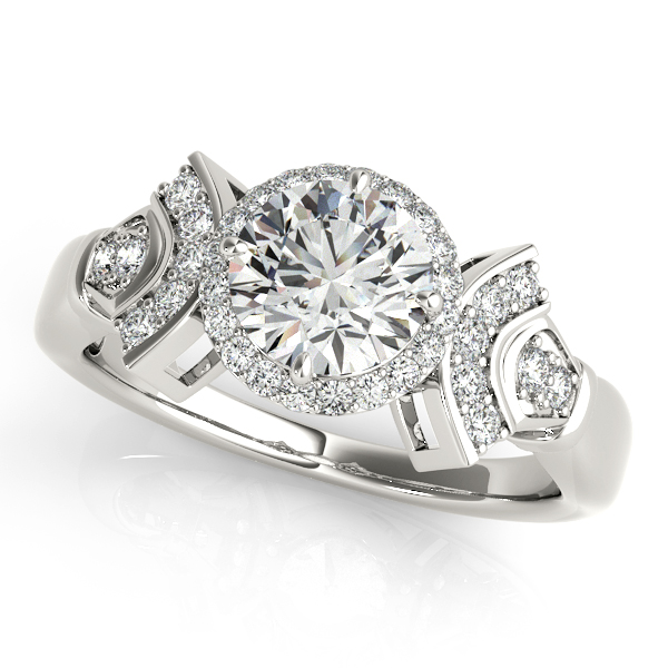 10K White Gold Round Halo Engagement Ring Knowles Jewelry of Minot Minot, ND
