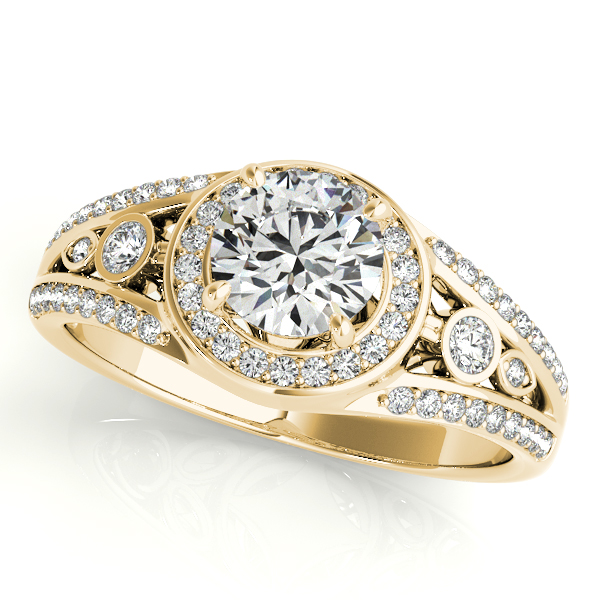 14K Yellow Gold Round Halo Engagement Ring George Press Jewelers Livingston, NJ