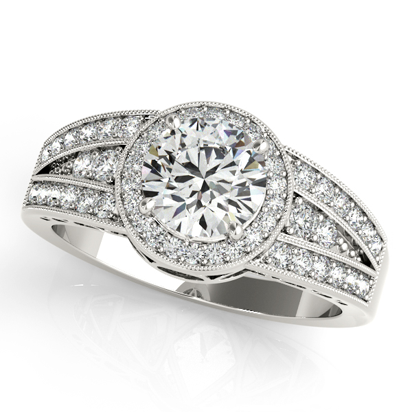 18K White Gold Round Halo Engagement Ring Keller's Jewellers Lantzville, 