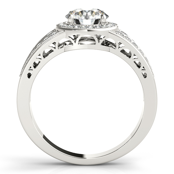 Platinum Round Halo Engagement Ring Image 2 Bonafine Jewelers Inc. Lexington, MA