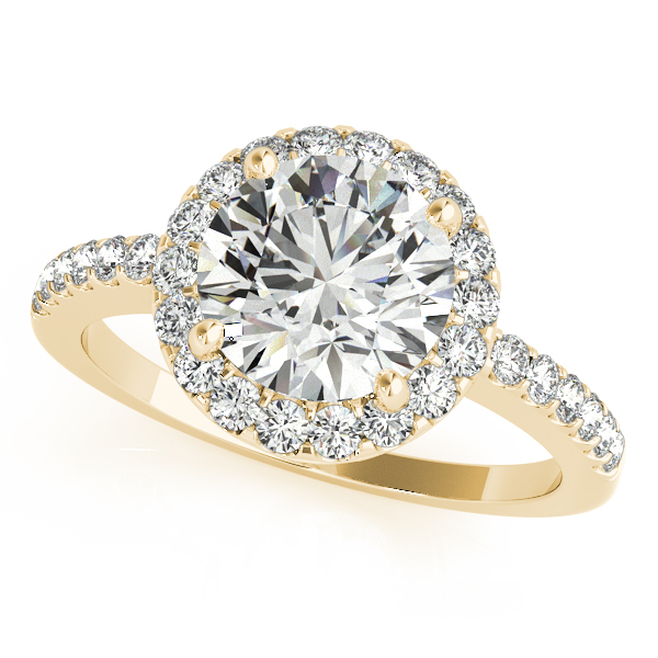 14K Yellow Gold Round Halo Engagement Ring Brax Jewelers Newport Beach, CA