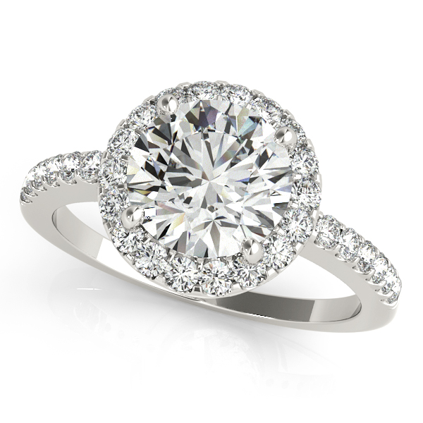 18K White Gold Round Halo Engagement Ring Grono and Christie Jewelers East Milton, MA