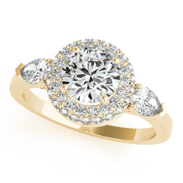 10K Yellow Gold Round Halo Engagement Ring Double Diamond Jewelry Olympic Valley, CA