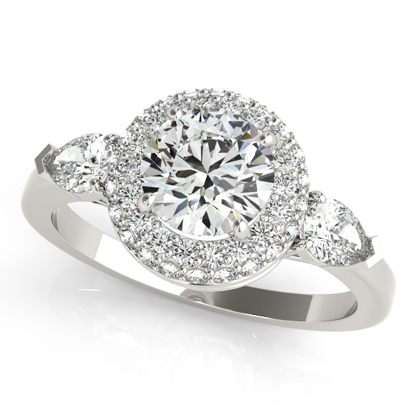 14K White Gold Round Halo Engagement Ring George Press Jewelers Livingston, NJ