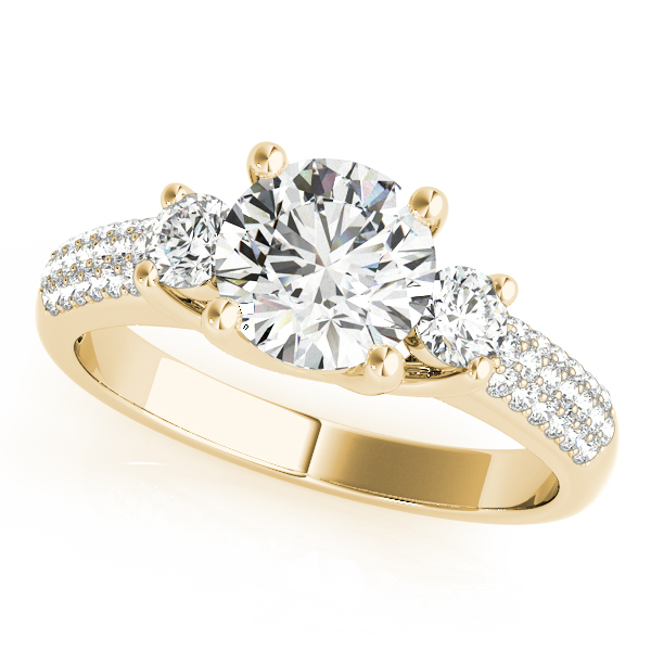 14K Yellow Gold Three-Stone Round Engagement Ring J Gowen Jewelry Comfort, TX