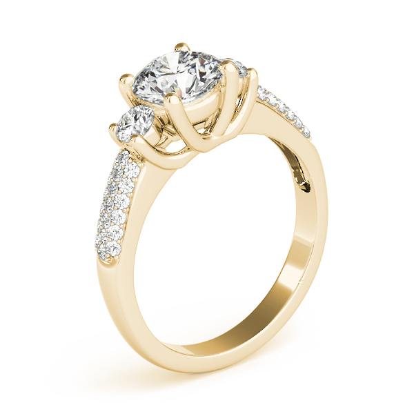 18K Yellow Gold Three-Stone Round Engagement Ring Image 3 Venus Jewelers Somerset, NJ